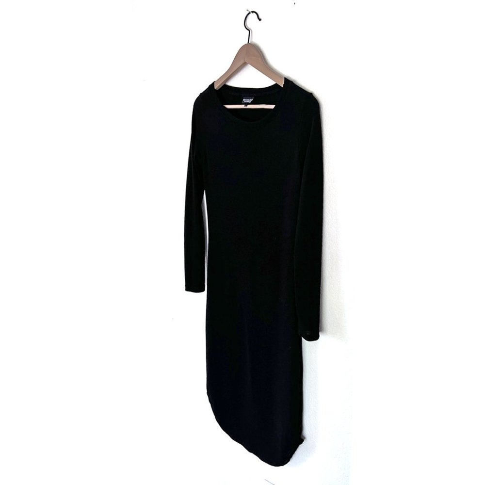 Go Couture Black Midi Slim Sweater Dress, Size Large